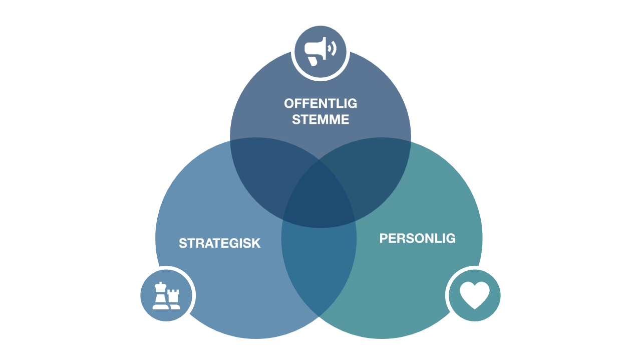 VENN-diagram, der viser offentlig stemme, strategisk og personlig.